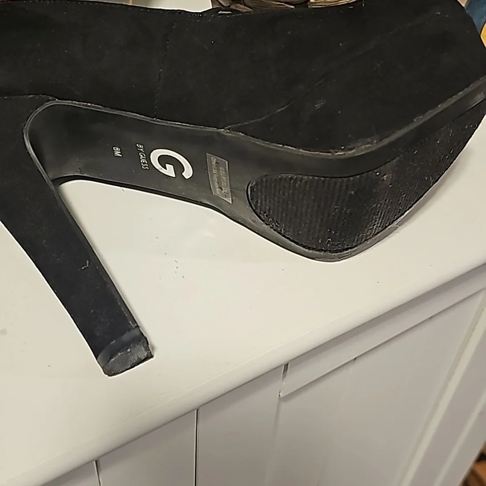 Guess Black Suede Mary Jane Platform Heels - Picture 4 of 6